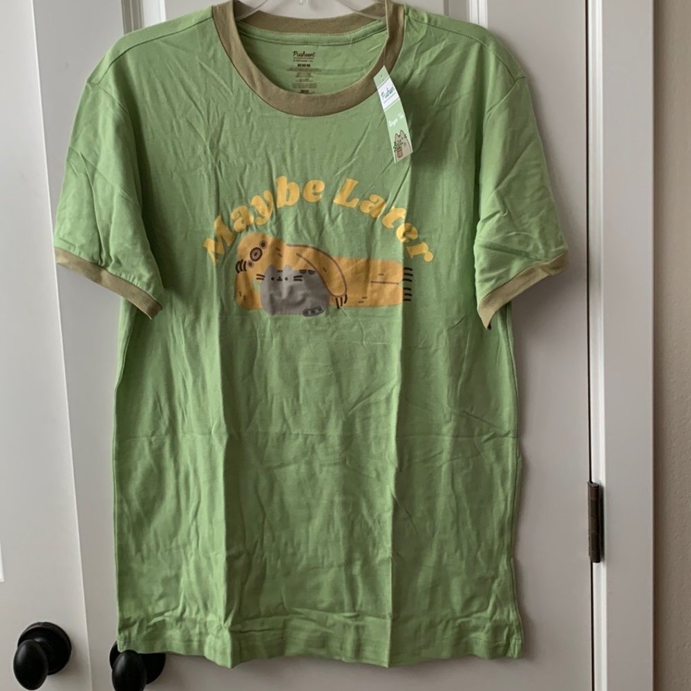PUSHEEN CAT Garden Green T-Shirt Sz M